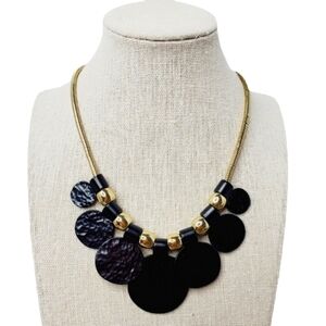 New gold black‎ statement necklace metal summer